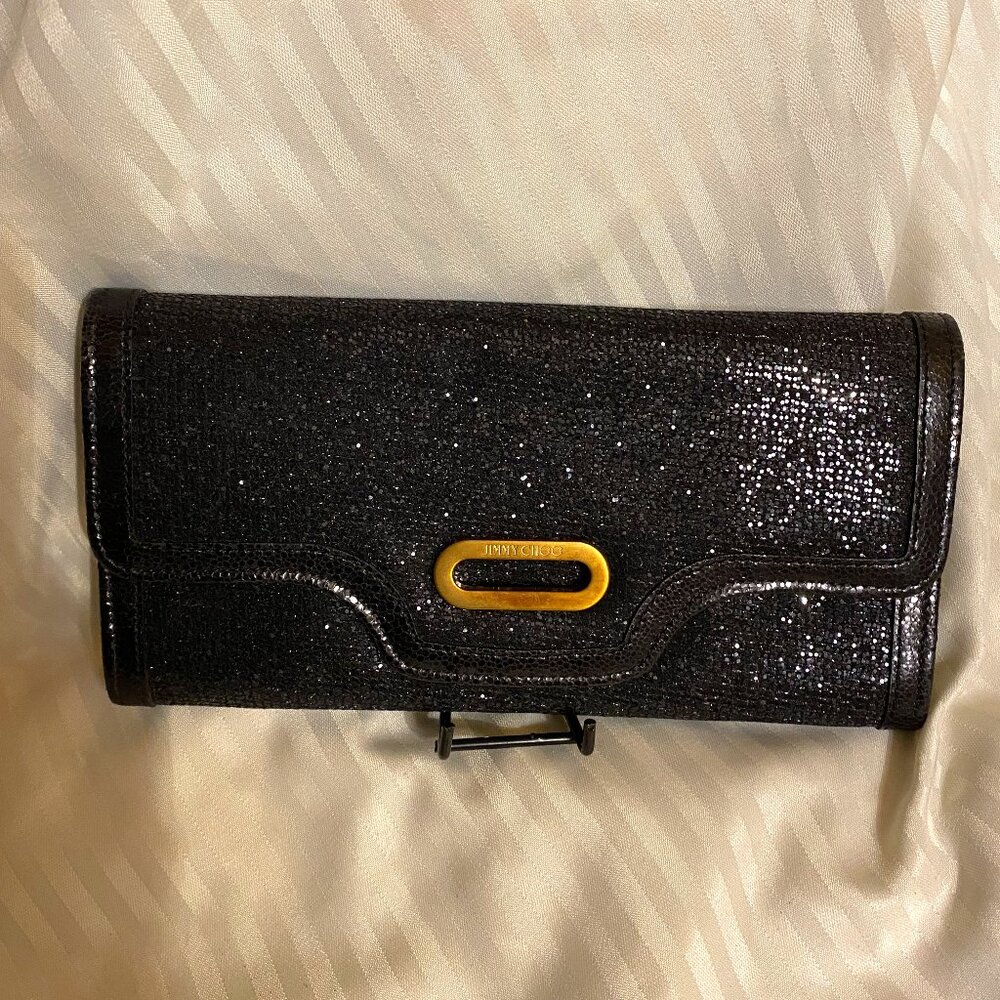 Jimmy Choo Black Glitter Clutch